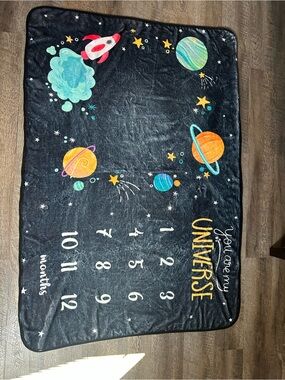 You Are My Universe Baby Milestone Blanket - Space Theme (Black)
